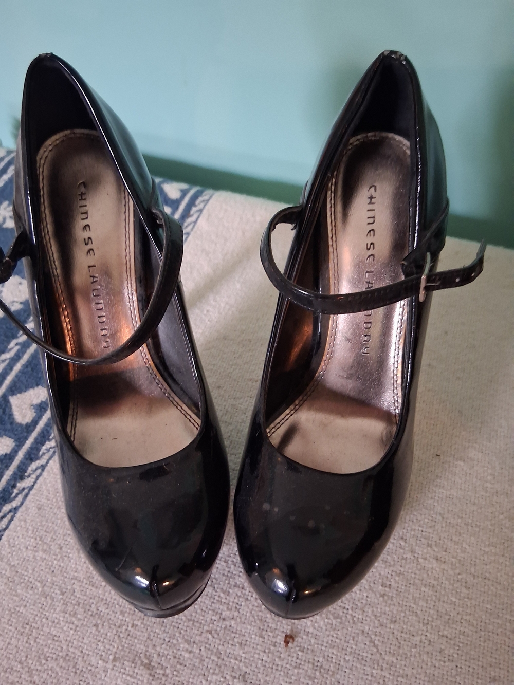 Chinese Laundry Black Patent Mary Jane Platform Heels